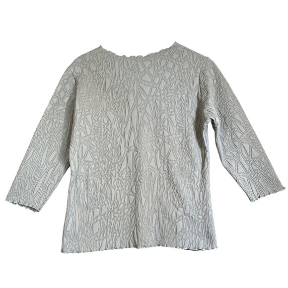 Haystacks Top Quilted Surreal Textured Women’s Large Blue Grey 3/4 Sleeve 3D - Picture 3 of 8